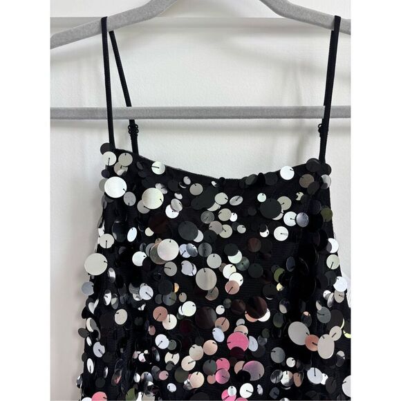 NWT ASOS Embellished Cami Mini Dress in Black Disc Sequin, Sz 6, $130 - Picture 4 of 7